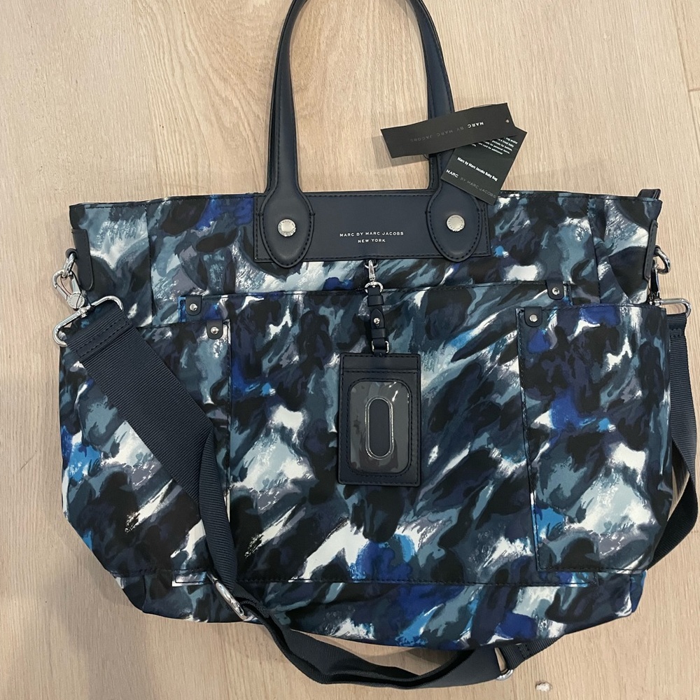 Marc Jacobs Blue Black Abstract Print Tote